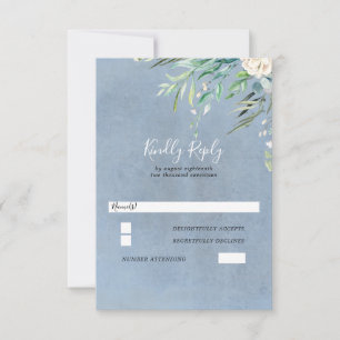 Dusty Blue och Greenery Bröllop OSA Kort