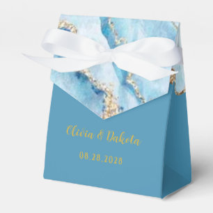 Dusty Blue och Guld Agate Personligt bröllp Presentaskar