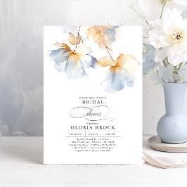Dusty Blue och Guld Flowers Modern Möhippa Inbjudningar