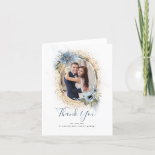 Dusty Blue och Guld Glitter Tack Photo Kort