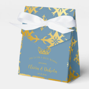 Dusty Blue och Guld Royal Krona Bröllop Presentaskar