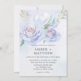 Dusty Blue och Lavender Paint Peony Wedding bjudan