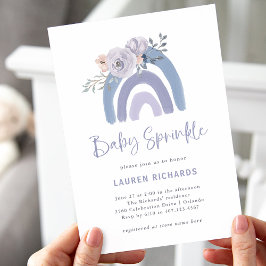 Dusty Blue och Lila Boho | Rainbow Baby Sprinkle Inbjudningar