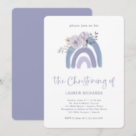 Dusty Blue och Lila Boho | Rainbow Christening Inbjudningar