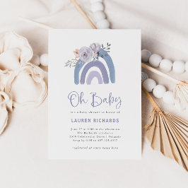 Dusty Blue och Lila Boho Rainbow Oh Baby Shower Inbjudningar