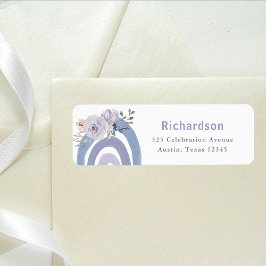 Dusty Blue och Lila Boho | Regnbåge Returadress Etikett