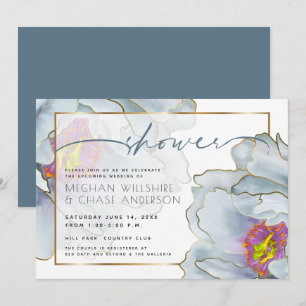 Dusty Blue och Lilac Exotic Couples Shower Inbjudningar