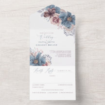 Dusty Blue och Mauve Blommigt Elegant bröllop