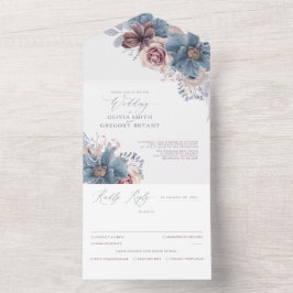 Dusty Blue och Mauve Blommigt Elegant bröllop