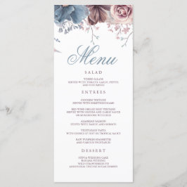 Dusty Blue och Mauve Blommigt Modern Bröllop Menus Program
