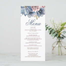 Dusty Blue och Mauve Blommigt Modern Bröllop Menus Program