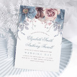 Dusty Blue och Mauve Watercolor Blommigt Bröllop Inbjudningar<br><div class="desc">Dusty blue och mauve botaniska blommor eleganter moderna bröllopsinbjudningar.</div>