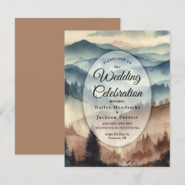 Dusty Blue och Mocha Brown Mountains Bröllop Inbjudningar