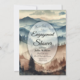 Dusty Blue och Mocha Brown Mountains Shower Inbjudningar