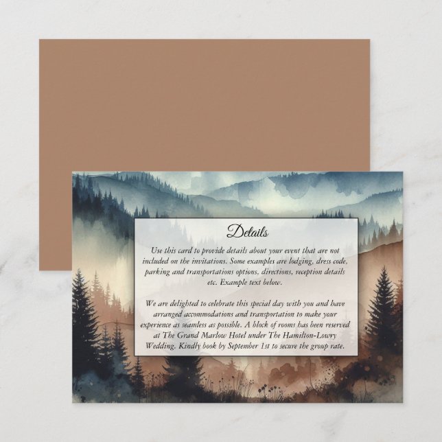 Dusty Blue och Mocha Brown Mountains Tilläggskort (Fram/baksida)