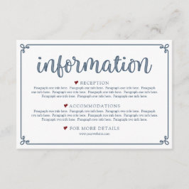 Dusty Blue- och Mörk Red Information Injektionshöl Tilläggskort