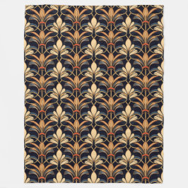 Dusty Blue och Orange Art Deco Fleecefilt