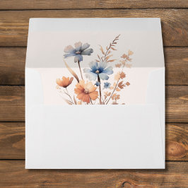 Dusty Blue och Peach Boho Wildblomma Bröllop