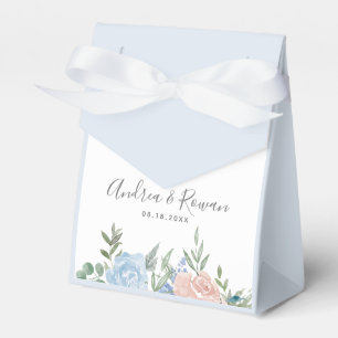 Dusty Blue och Rosa Blommigt Bröllop Presentaskar
