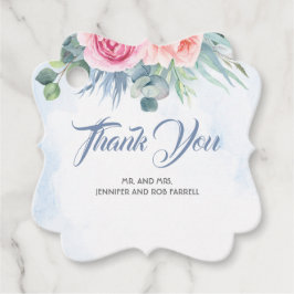 Dusty Blue och Rosa Blommigt Modern Bröllop Gåvor Etiketter