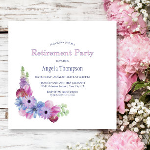Dusty Blue och Rosa Blommigt Pension Party Inbjudningar