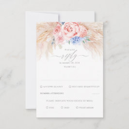 Dusty Blue och Rosa Flowers Exotic Bröllop OSA Kort