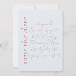 Dusty blue och rosa Kärlek Note Spara datum Inbjudningar