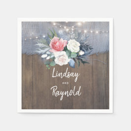 Dusty Blue och Rustic-Landsbyggsbröllop Pappersservett