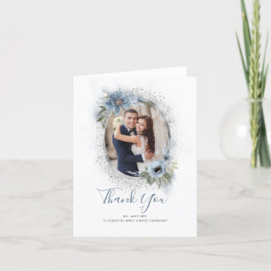 Dusty Blue och Silver Glitter Tack Photo Kort