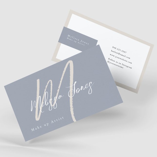 Dusty Blue- och Tan-Elegant - minimalistisk Visitkort (Skapare uppladdad)