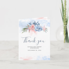 Dusty Blue och Watercolor Beach Wedding Tack Kort