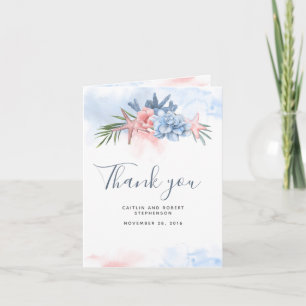 Dusty Blue och  Watercolor Beach Wedding Tack Kort