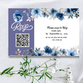 Dusty Blue och white blommigt bröllop OSA Kort