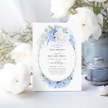 Dusty Blue och White Flowers Elegant bröllop Inbjudningar<br><div class="desc">Bröllopbjudanden för kräftdjur och vita blommor</div>