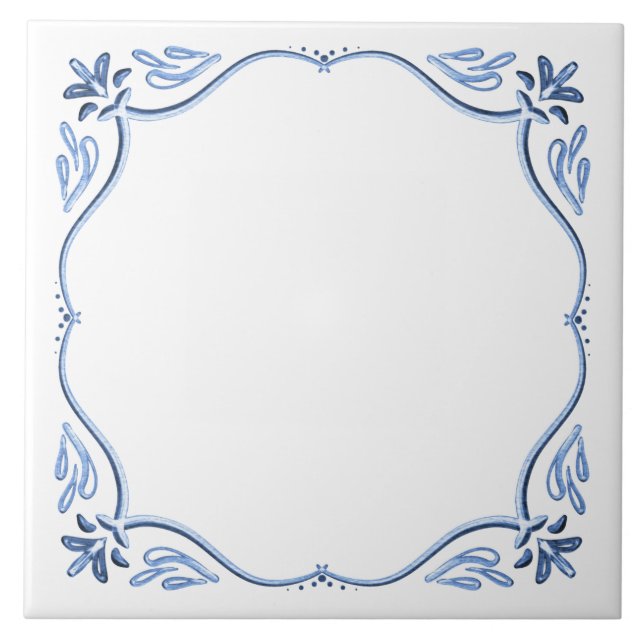 Dusty Blue och White Kakelplatta (Framsidan)