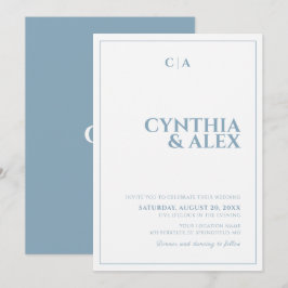 Dusty Blue- och White Minimalist Wedding-inbjudan Inbjudningar