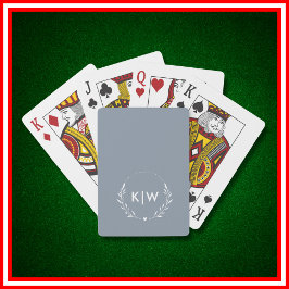 Dusty Blue och White | Modern Initialer Monogram Casinokort