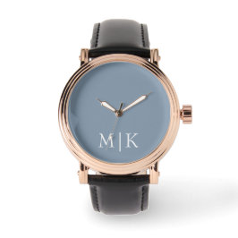 Dusty Blue och White | Modern monogram Armbandsur
