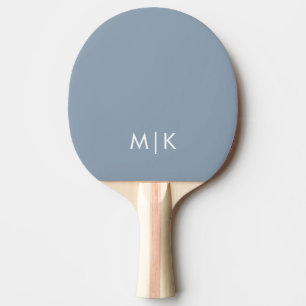 Dusty Blue och White   Modern monogram Pingisracket