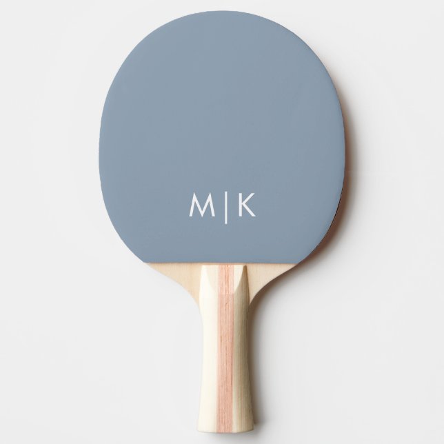 Dusty Blue och White | Modern monogram Pingisracket (Framsidan)