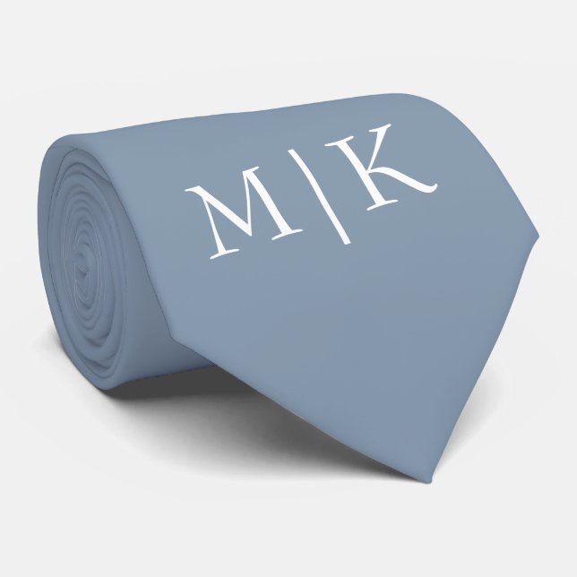 Dusty Blue och White | Modern monogram Slips (Rullad)