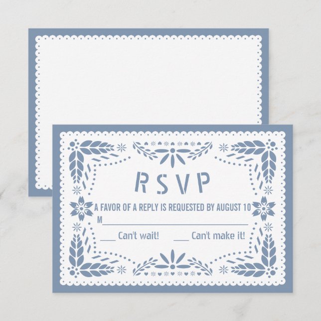 Dusty blue och white papel picado pojke dusch OSA kort (Fram/baksida)