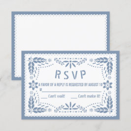 Dusty blue och white papel picado pojke dusch OSA kort