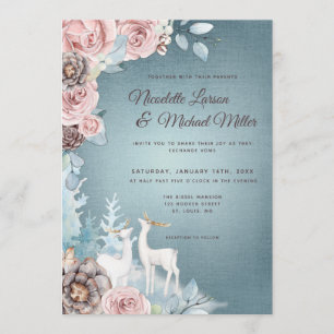 Dusty Blue och Woodland Winter Wedding Inbjudningar