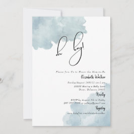 Dusty Blue Oh Boy Baby Shower Inbjudningar