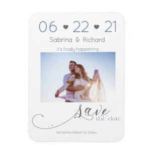 Dusty Blue One Photo Minimalist Spara datumet Magnet