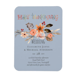 Dusty Blue-Orange för inbjudningar till thanksgivi Magnet