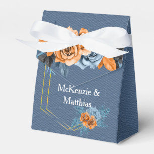Dusty Blue Orange Guld Peony Ro Bröllop Presentaskar