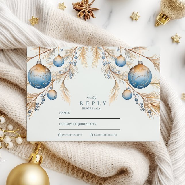 Dusty Blue Ornament Bröllop OSA Kort (Skapare uppladdad)