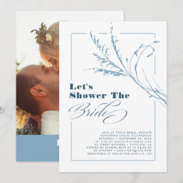 Dusty Blue Pampas Grass Boho Möhippa Photo Inbjudningar